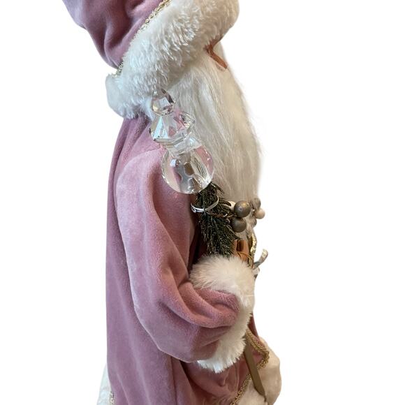 34th & Pine 23" Pink Velvet Santa w/ Crystal Ornaments Christmas Holiday New - Picture 13 of 16